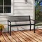 50 Inches Outdoor Garden Bench with Geometric Lattice Backrest and Slatted Seat